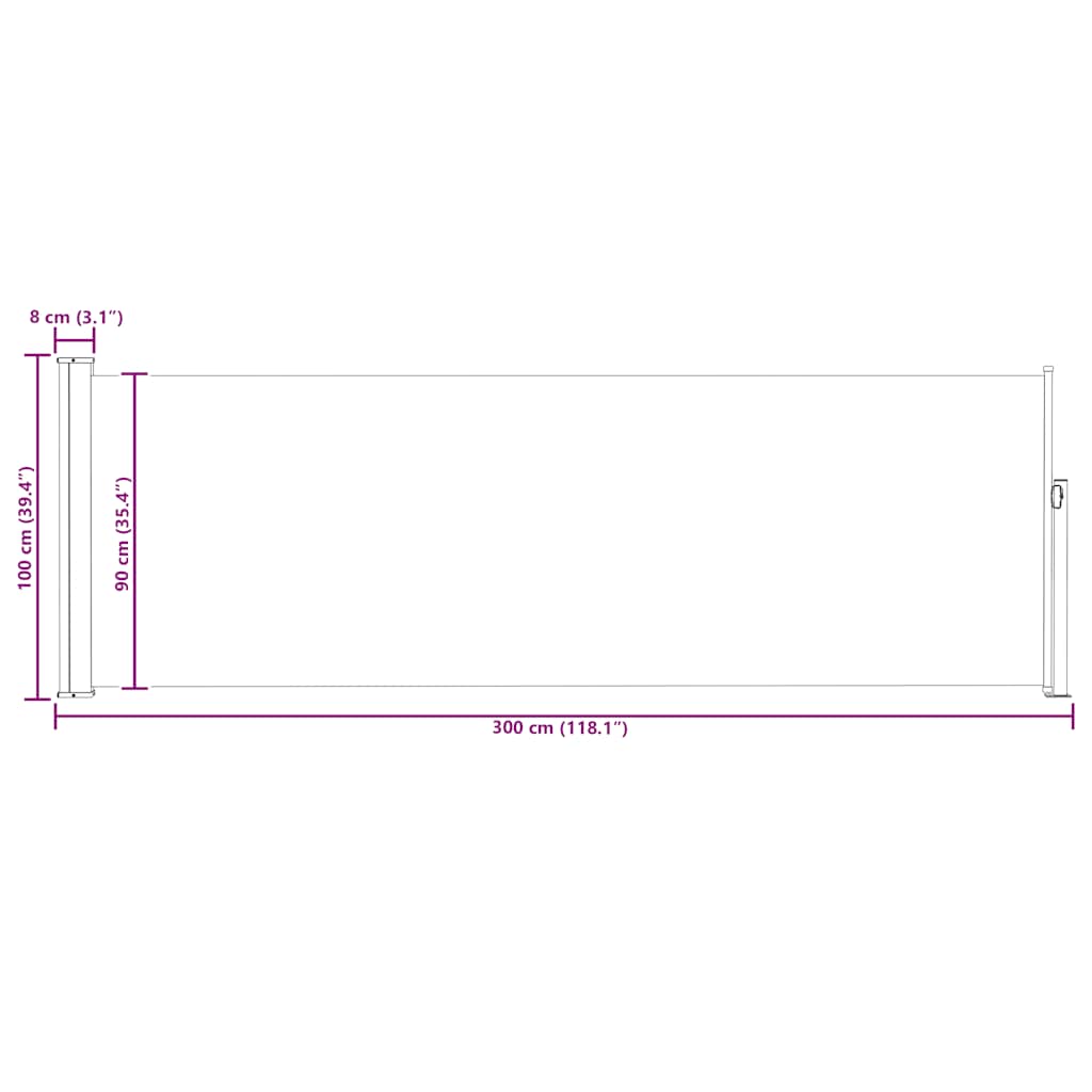 Tenda Laterale Retrattile per Patio 100x314 cm Rossa