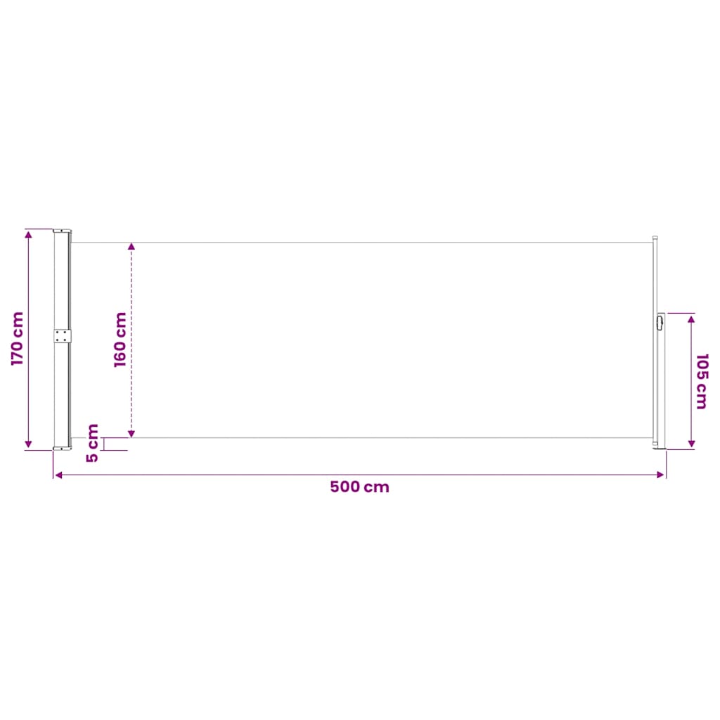 Tenda Laterale Retrattile per Patio 170x500 cm Marrone