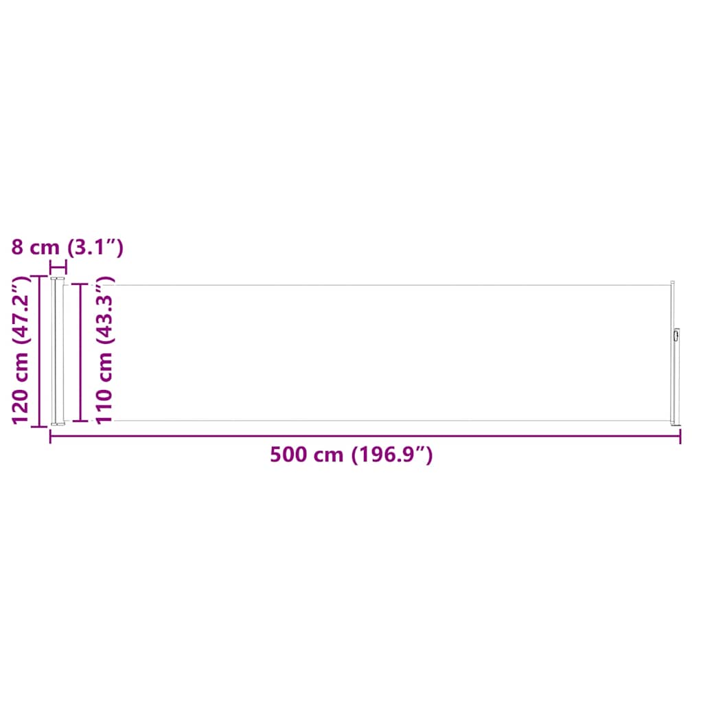 Tenda Laterale Retrattile per Patio 117x514 cm Grigia