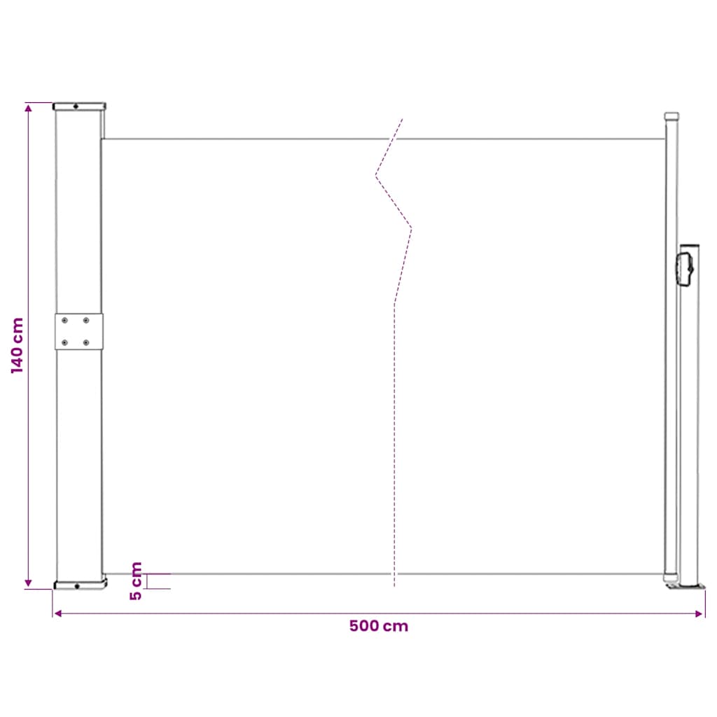 Tenda Laterale Retrattile per Patio 140x500 cm Marrone
