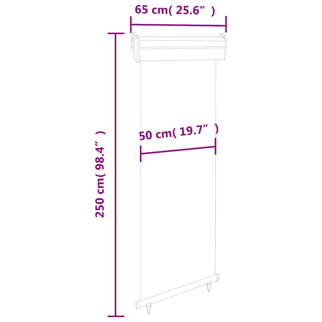 Tendalino Laterale per Balcone 65x250 cm Crema
