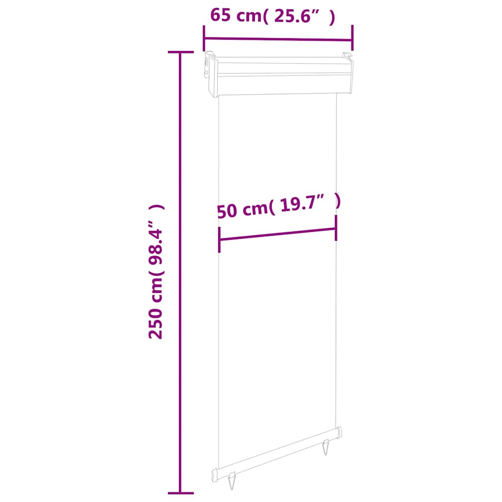 Tendalino Laterale per Balcone 65x250 cm Blu