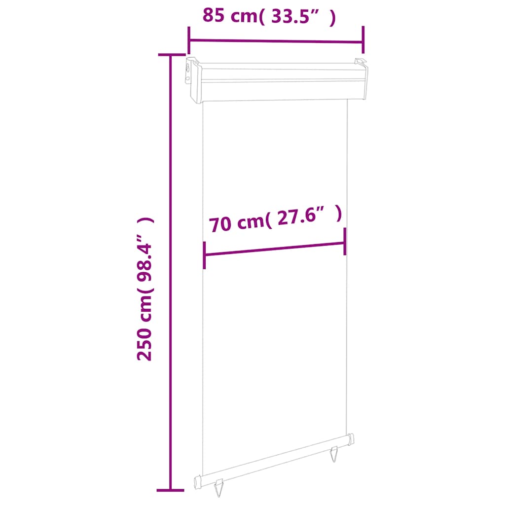Tendalino Laterale per Balcone 85x250 cm Marrone