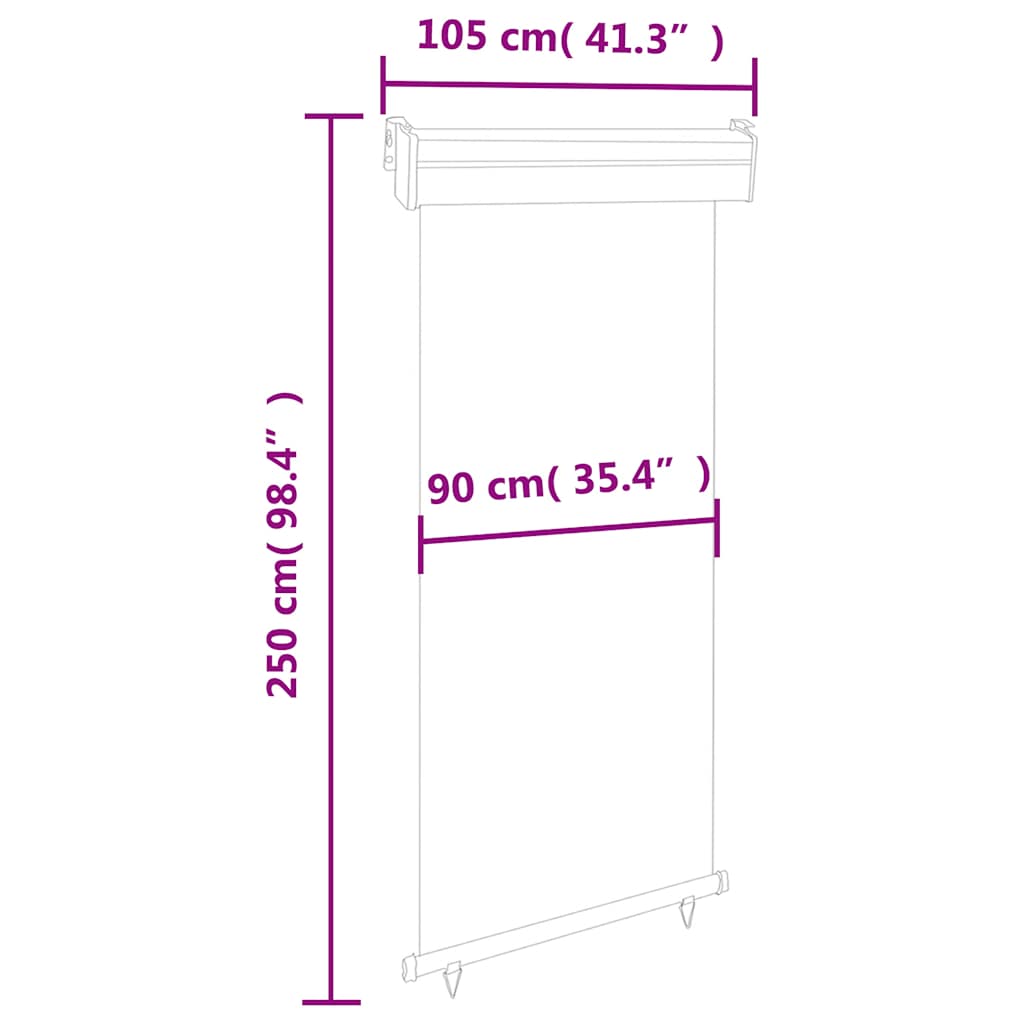 Tendalino Laterale per Balcone 105x250 cm Nero