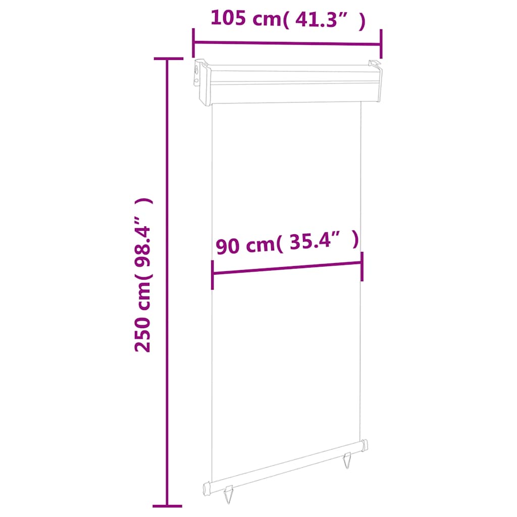 Tendalino Laterale per Balcone 105x250 cm Grigio