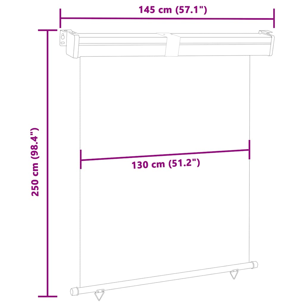 Tendalino Laterale per Balcone 145x250 cm Rosso