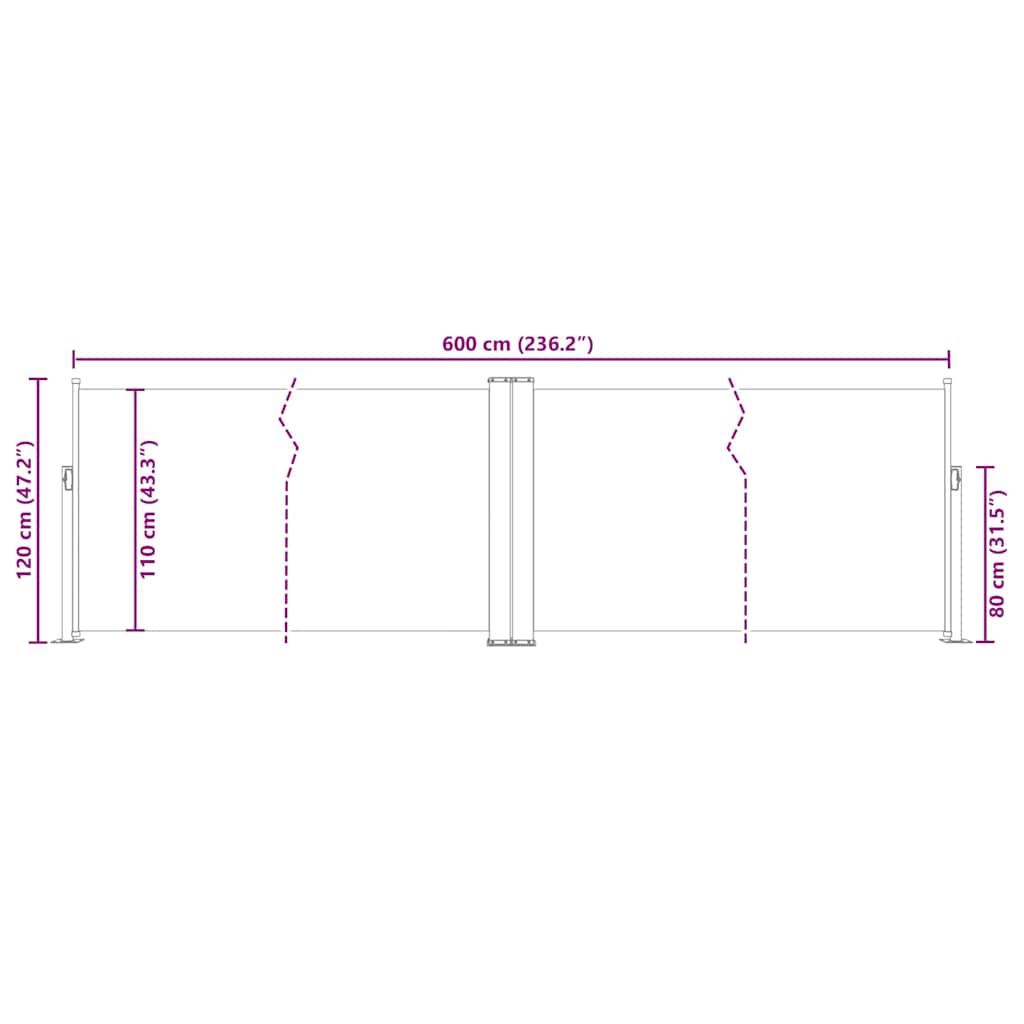 Tenda da Sole Laterale Retrattile Antracite 120x600 cm