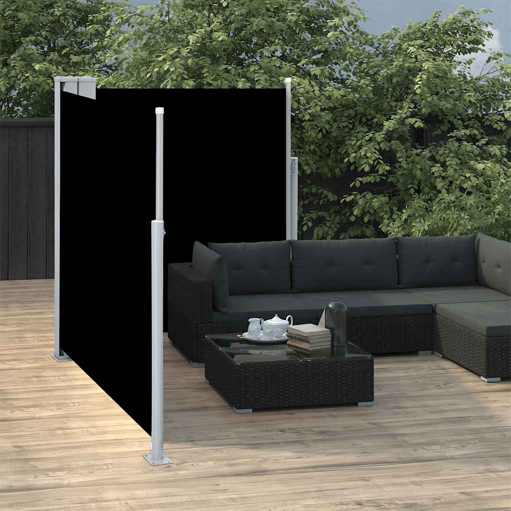 Tenda da Sole Due Lati Retrattile per Patio 170x600 cm Nera