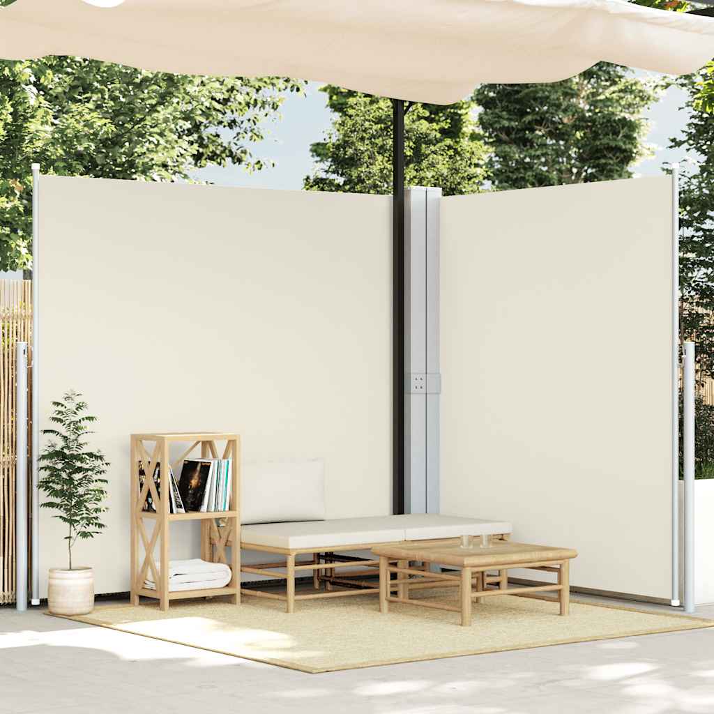 Tenda da Sole Due Lati Retrattile per Patio 170x600 cm Crema