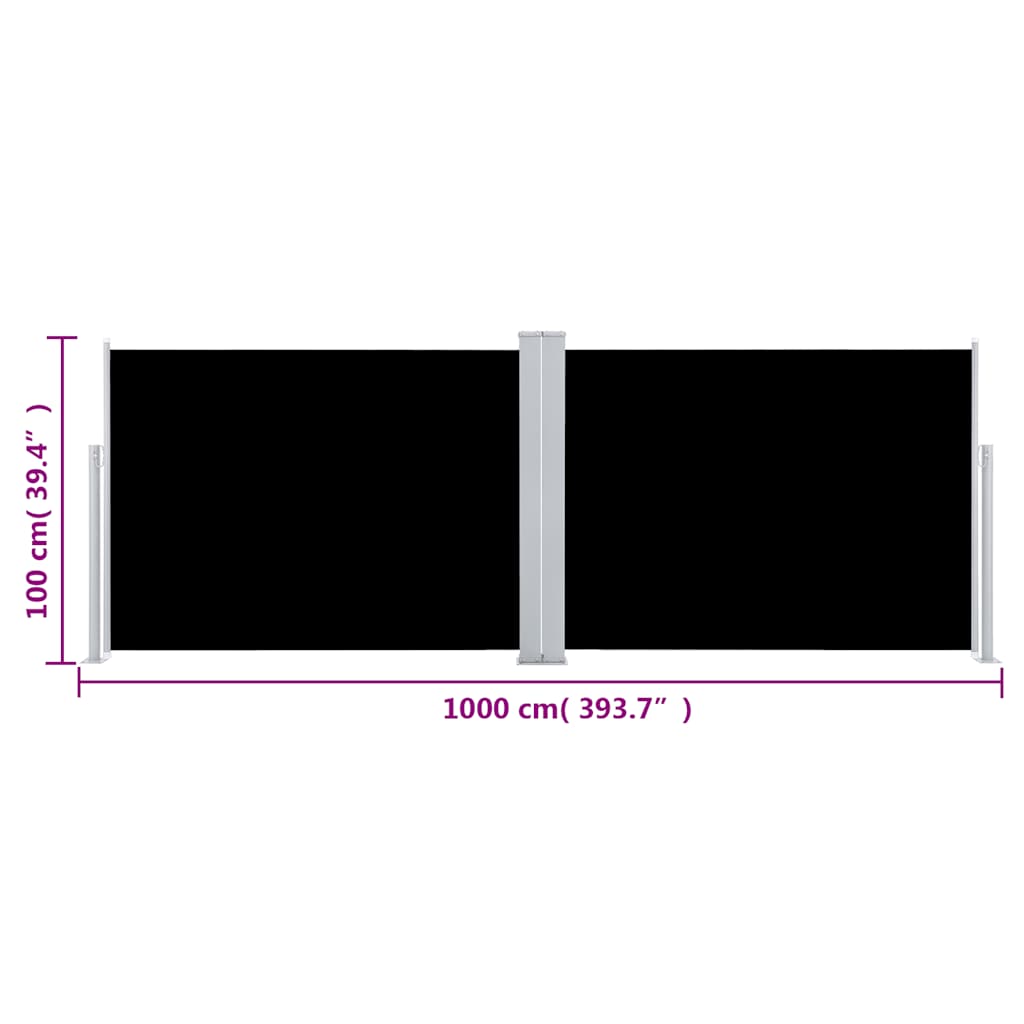 Tenda da Sole Laterale Retrattile Nera 100x1000 cm