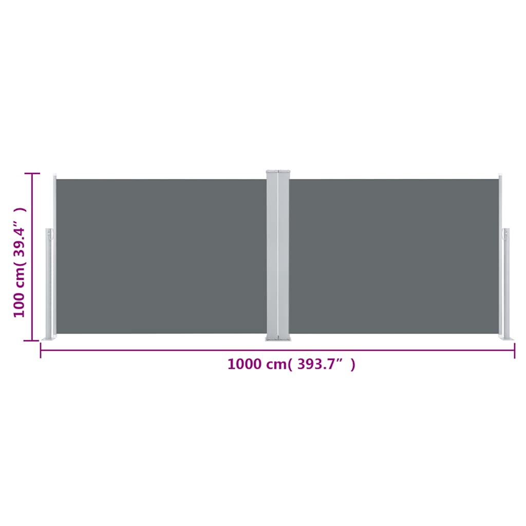 Tenda da Sole Laterale Retrattile Antracite 100x1000 cm