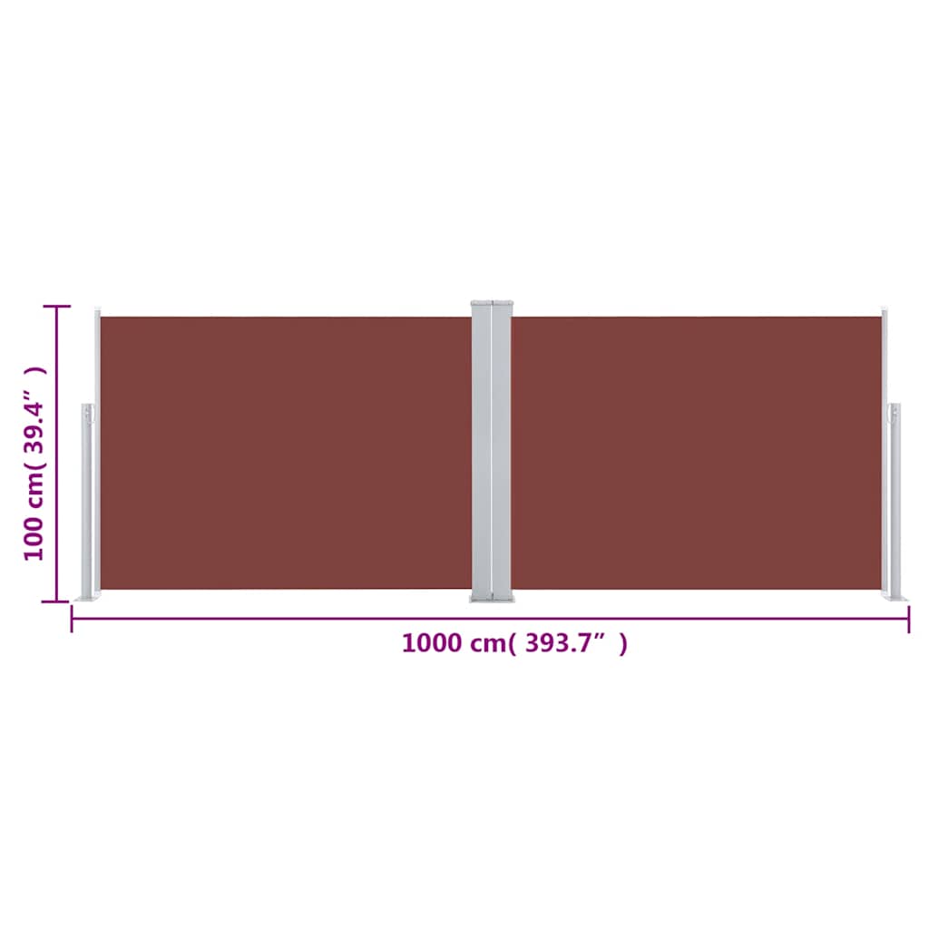 Tenda da Sole Laterale Retrattile Marrone 100x1000 cm