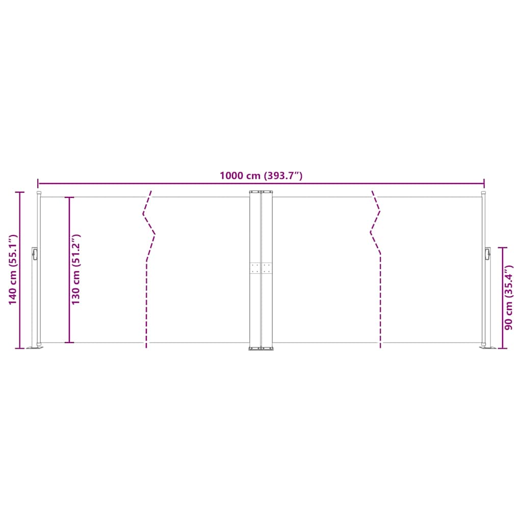 Tenda da Sole Laterale Retrattile Nera 140x1000 cm