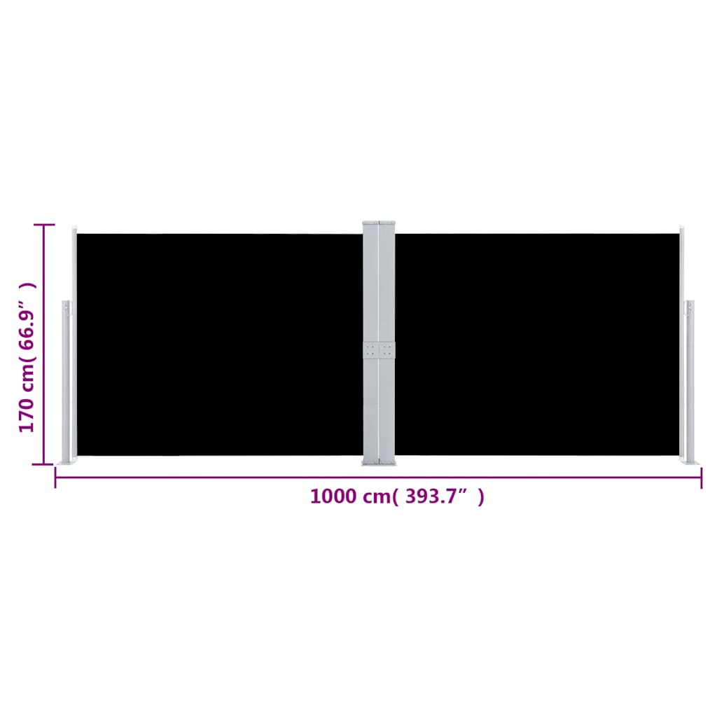 Tenda da Sole Laterale Retrattile Nera 170x1000 cm