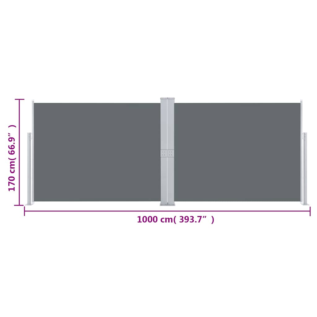 Tenda da Sole Laterale Retrattile Antracite 170x1000 cm