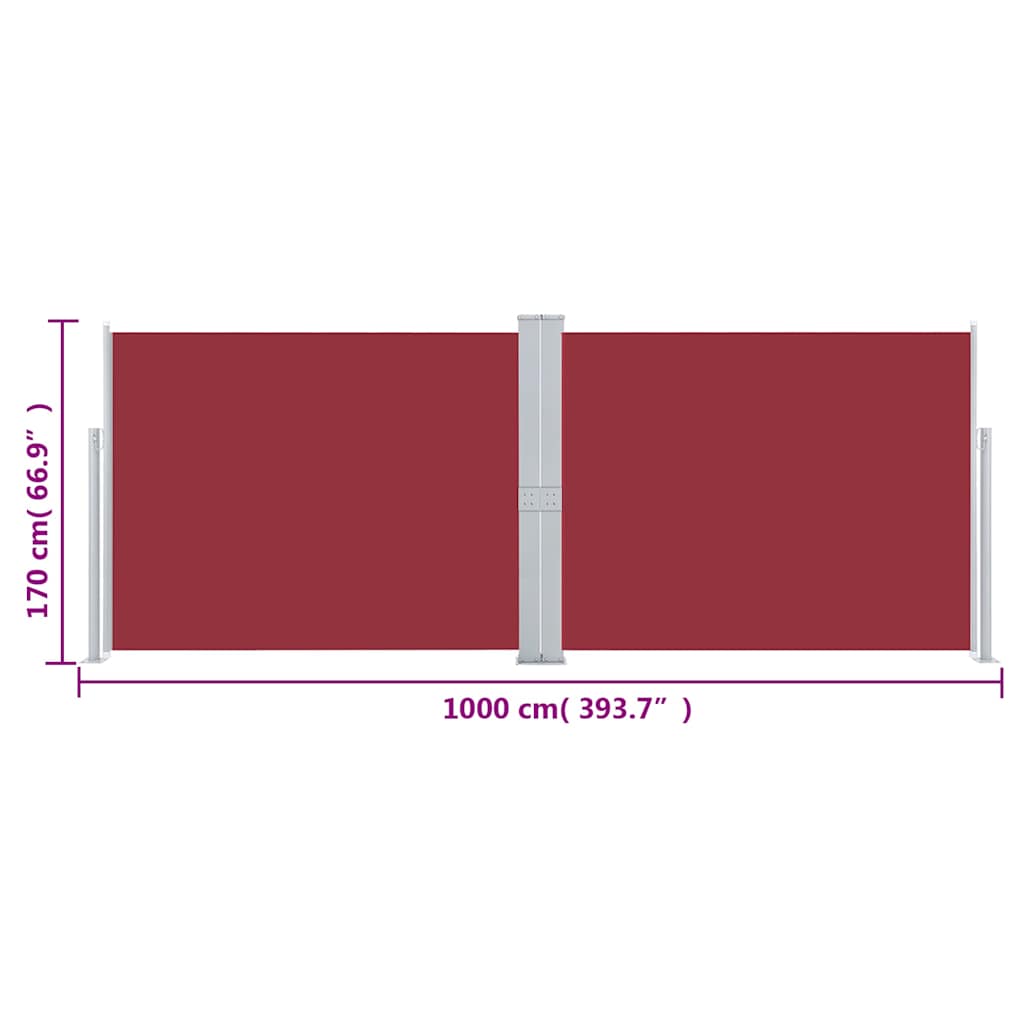 Tenda da Sole Laterale Retrattile Rossa 170x1000 cm