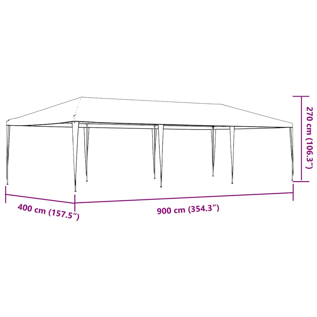 Gazebo Professionale 4x9 m Antracite 90 g/m²