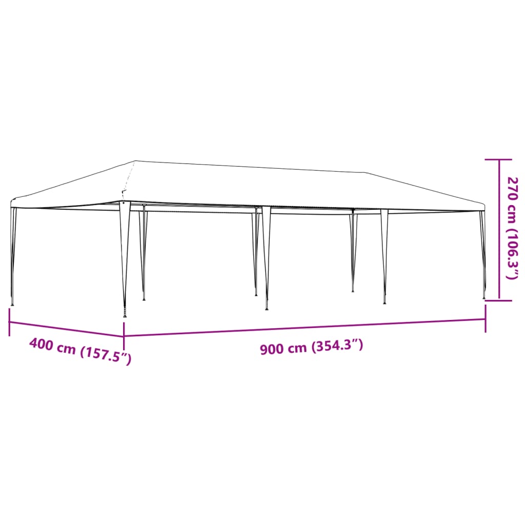 Gazebo Professionale 4x9 m Verde 90 g/m²