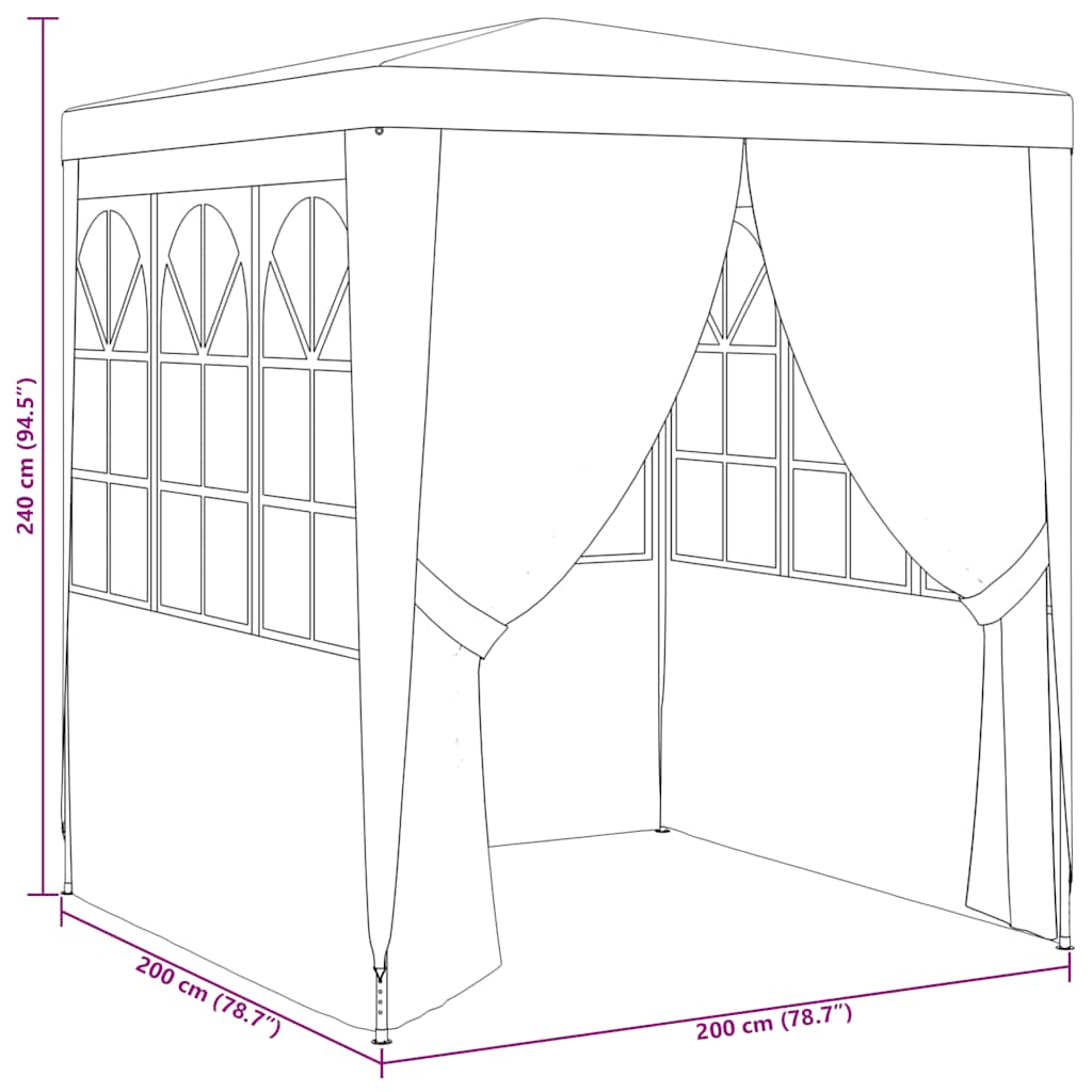 Gazebo Professionale con Pareti 2x2 m Blu 90 g/m²