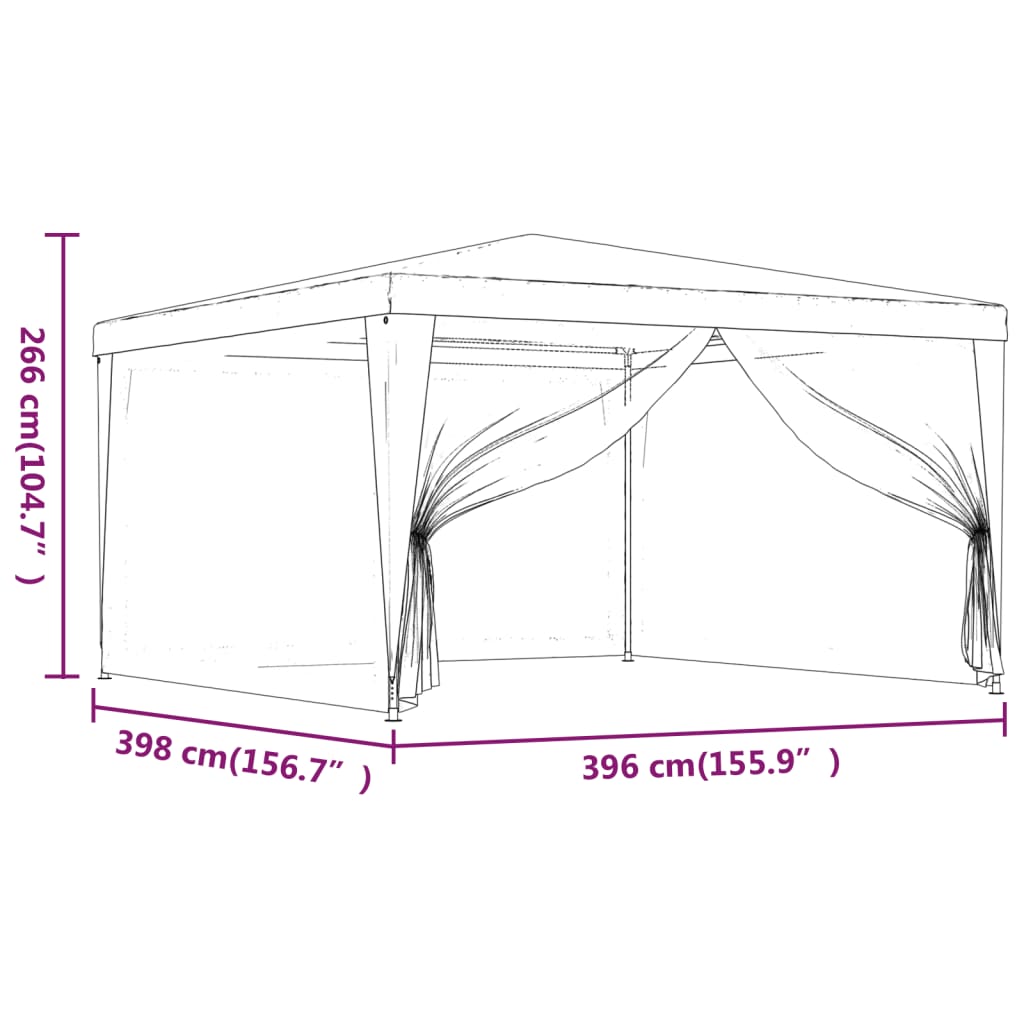 Tendone per Feste con 4 Pareti in Rete 4x4 m Bianco