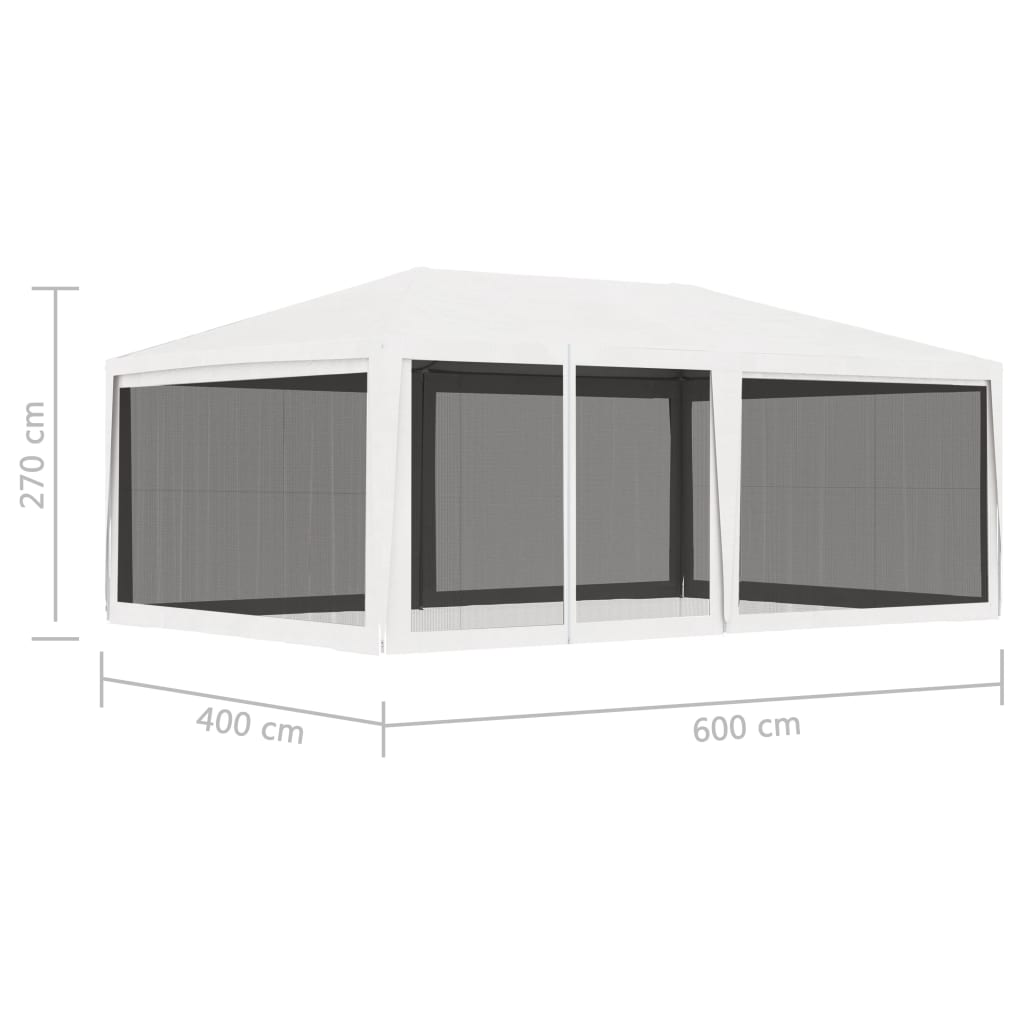 Tendone per Feste con 4 Pareti in Rete 4x6 m Bianco