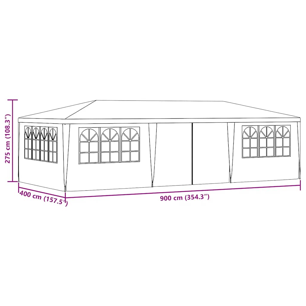 Gazebo Professionale con Pareti 4x9 m Bianco 90 g/m²