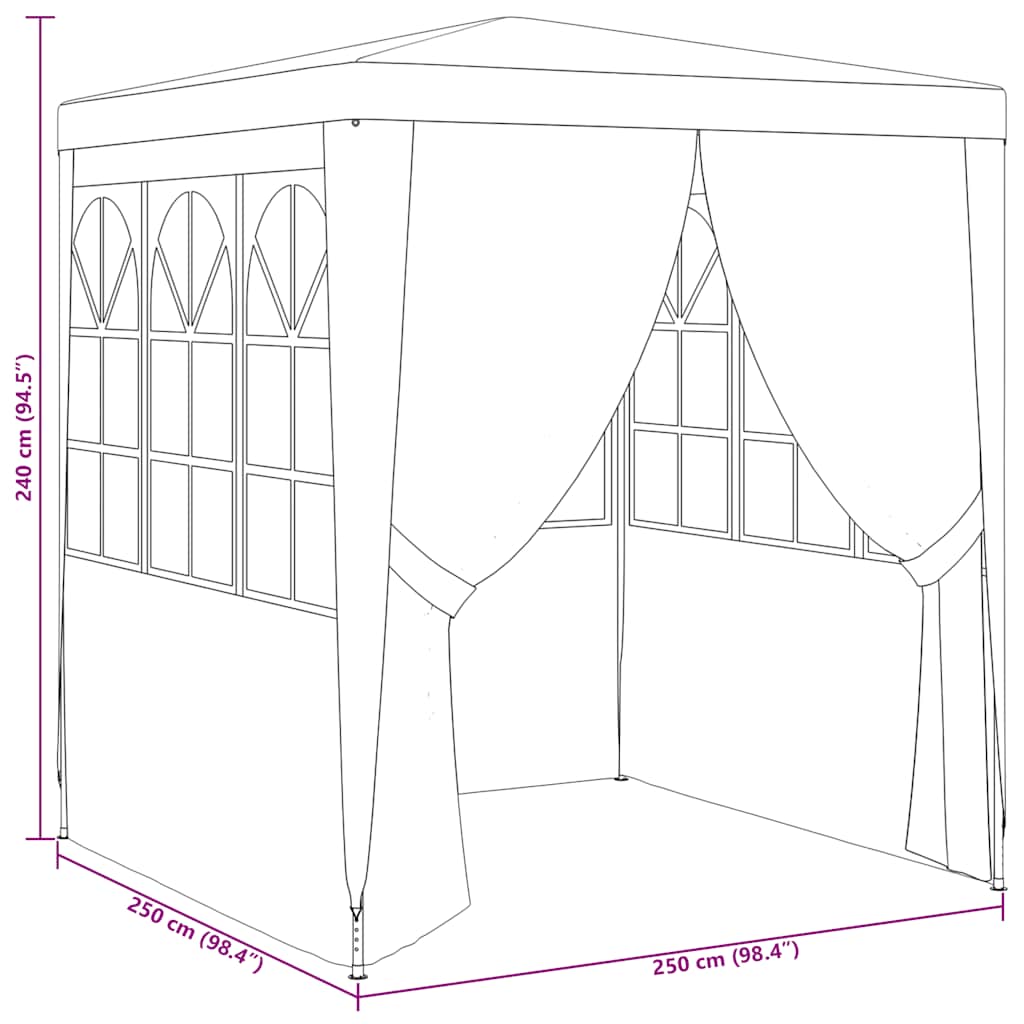 Gazebo Professionale con Pareti 2,5x2,5 m Antracite 90 g/m²