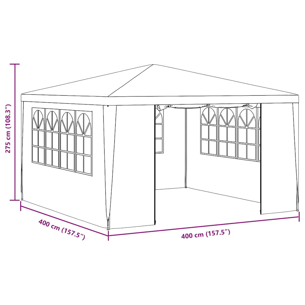Gazebo Professionale con Pareti 4x4 m Verde 90 g/m²