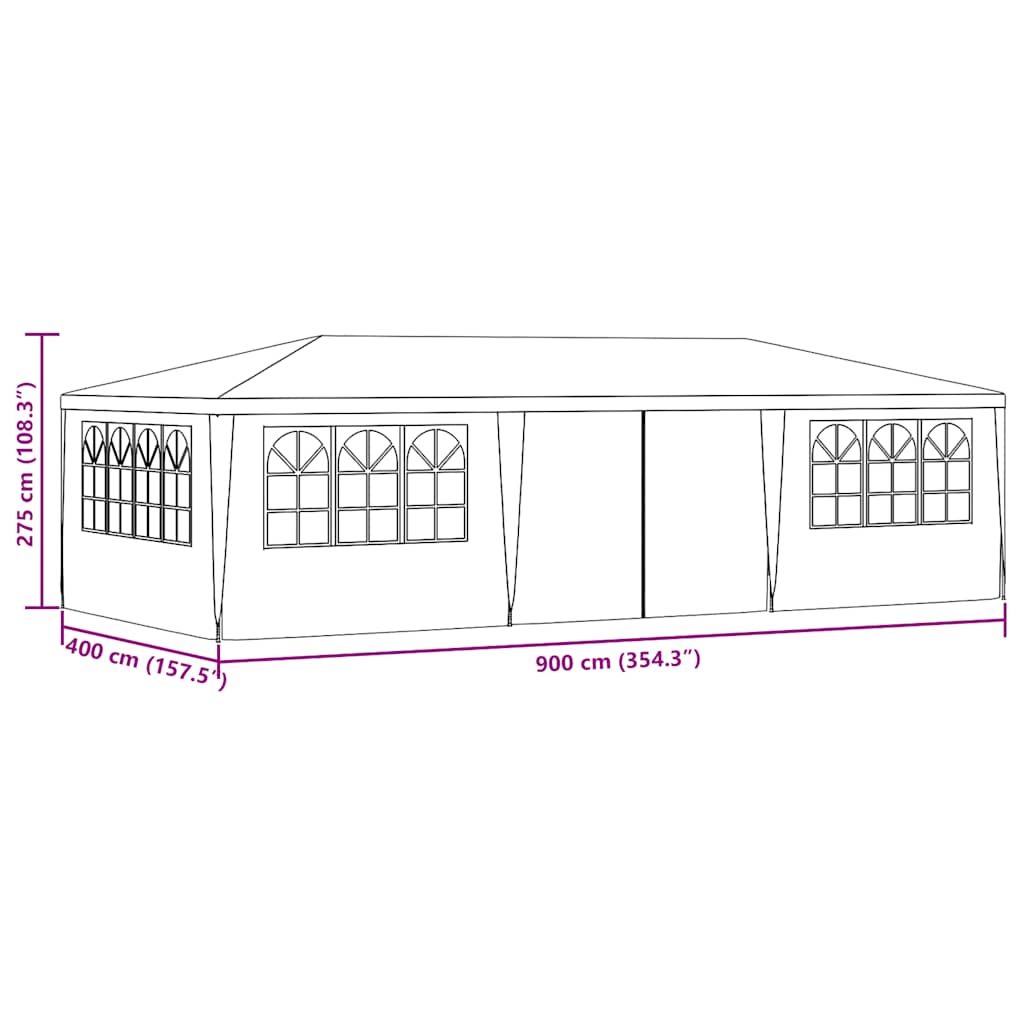 Gazebo Professionale con Pareti 4x9 m Verde 90 g/m²