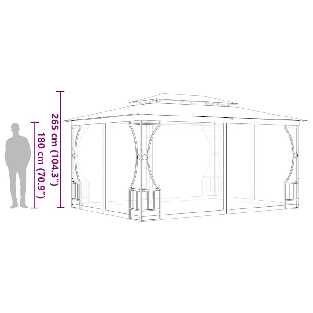 Gazebo con Rete 300x400x265 cm Antracite