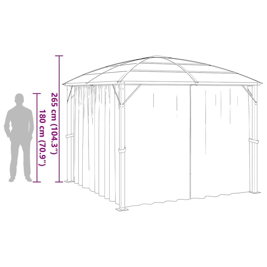 Gazebo con Tende 300x300x265 cm Antracite