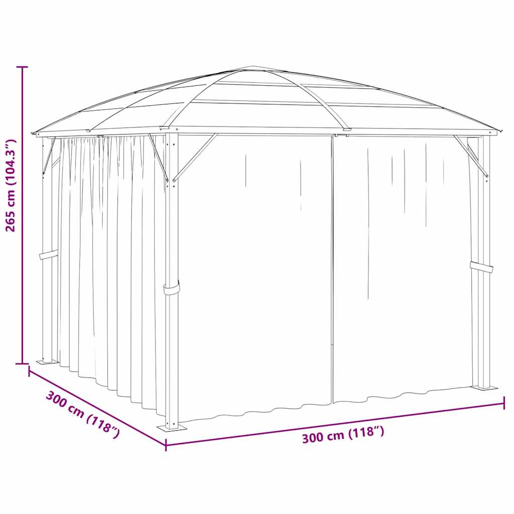 Gazebo con Tende 300x300x265 cm Antracite