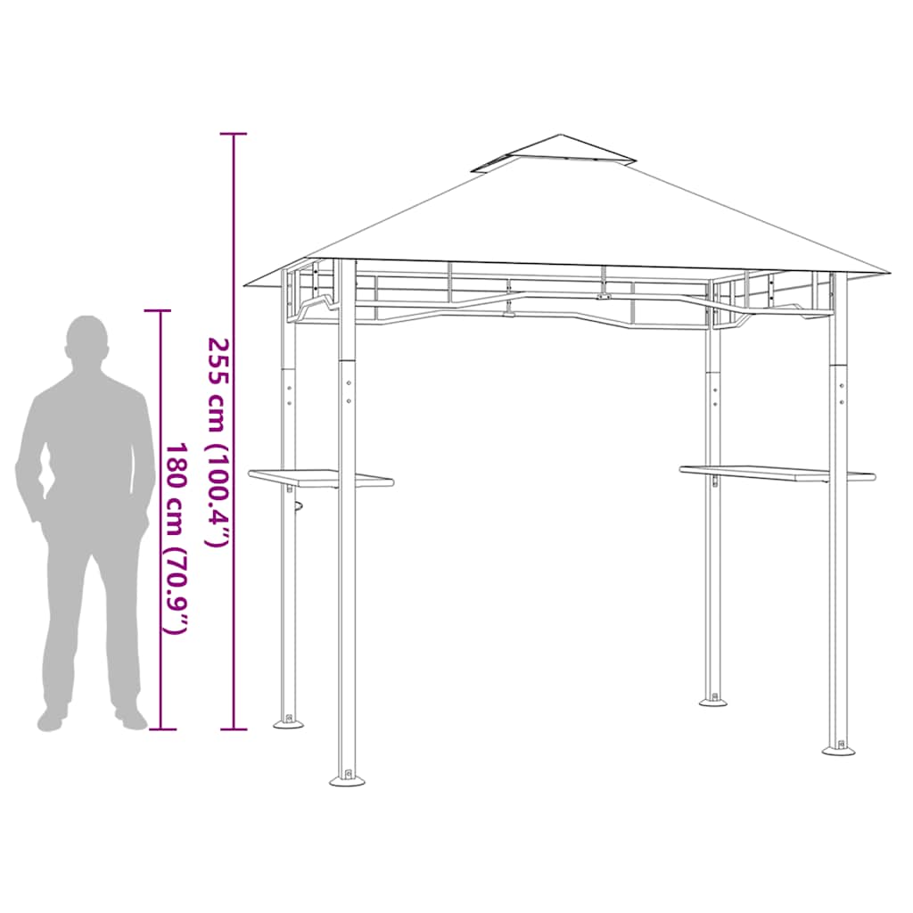 Gazebo per Barbecue 240x150x255 cm Antracite in Acciaio