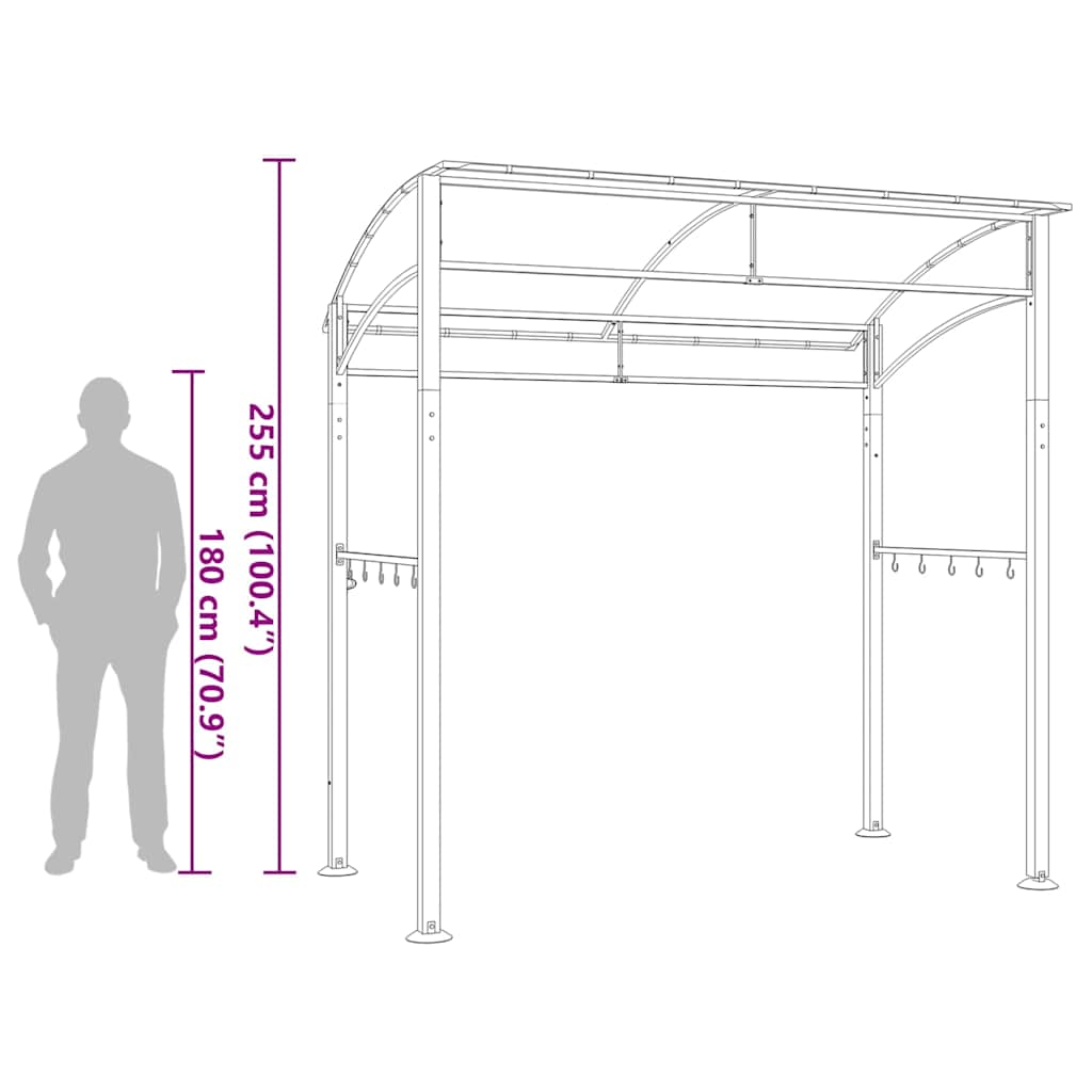 Gazebo per Barbecue 215x150x220 cm Antracite in Acciaio