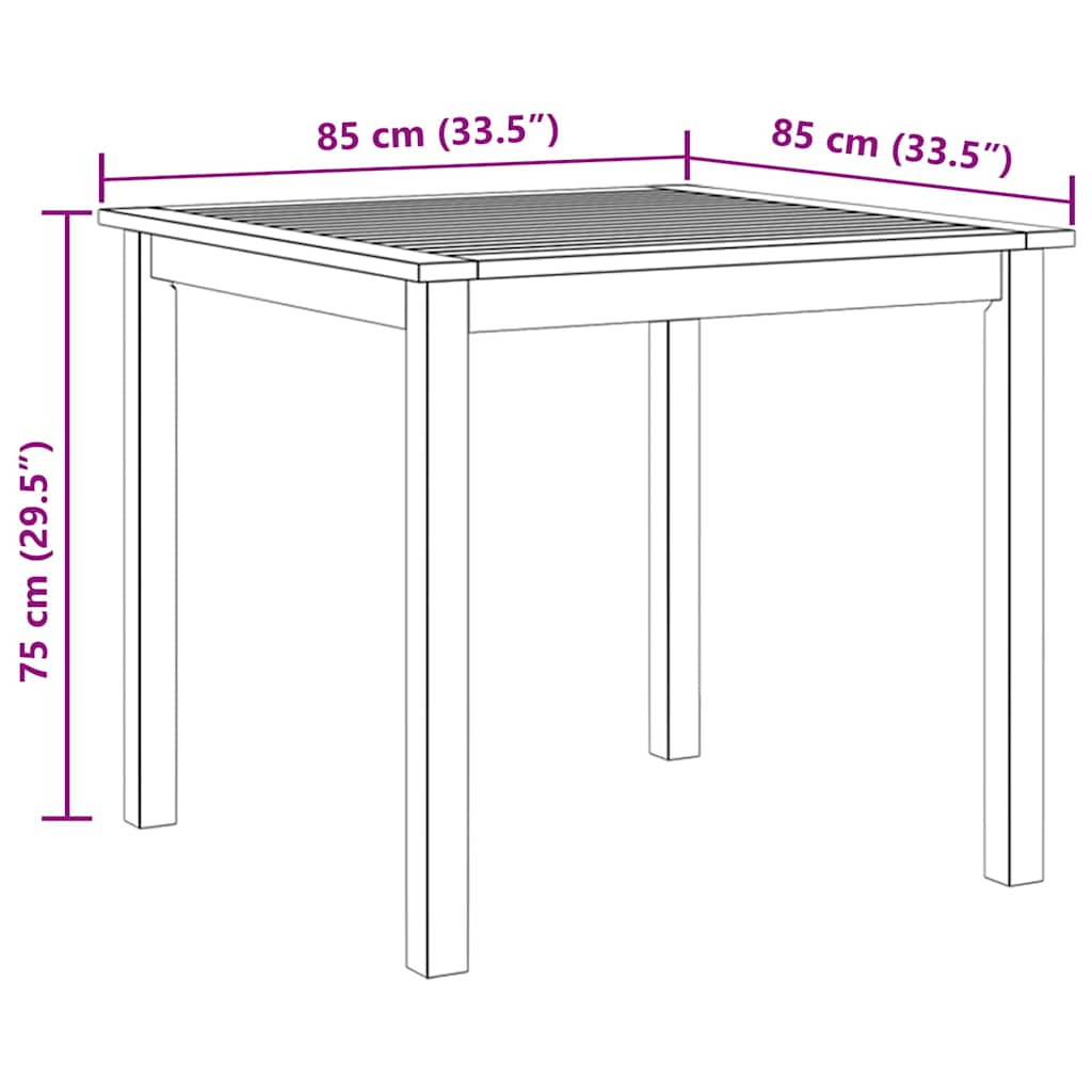 Tavolo da Giardino 85x85x74 cm in Legno Massello di Acacia
