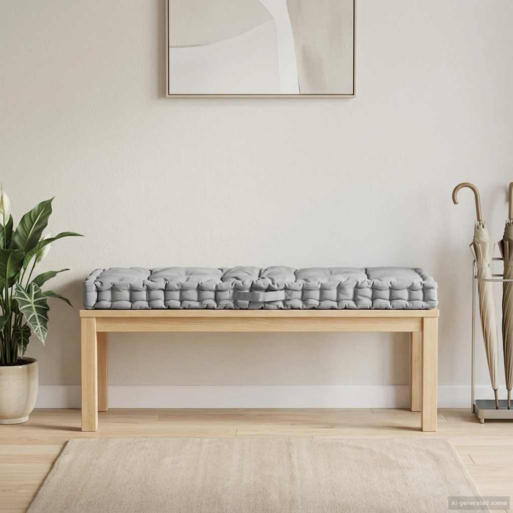 Cuscino per Pallet e Pavimento in Cotone 120x40x7 cm Grigio