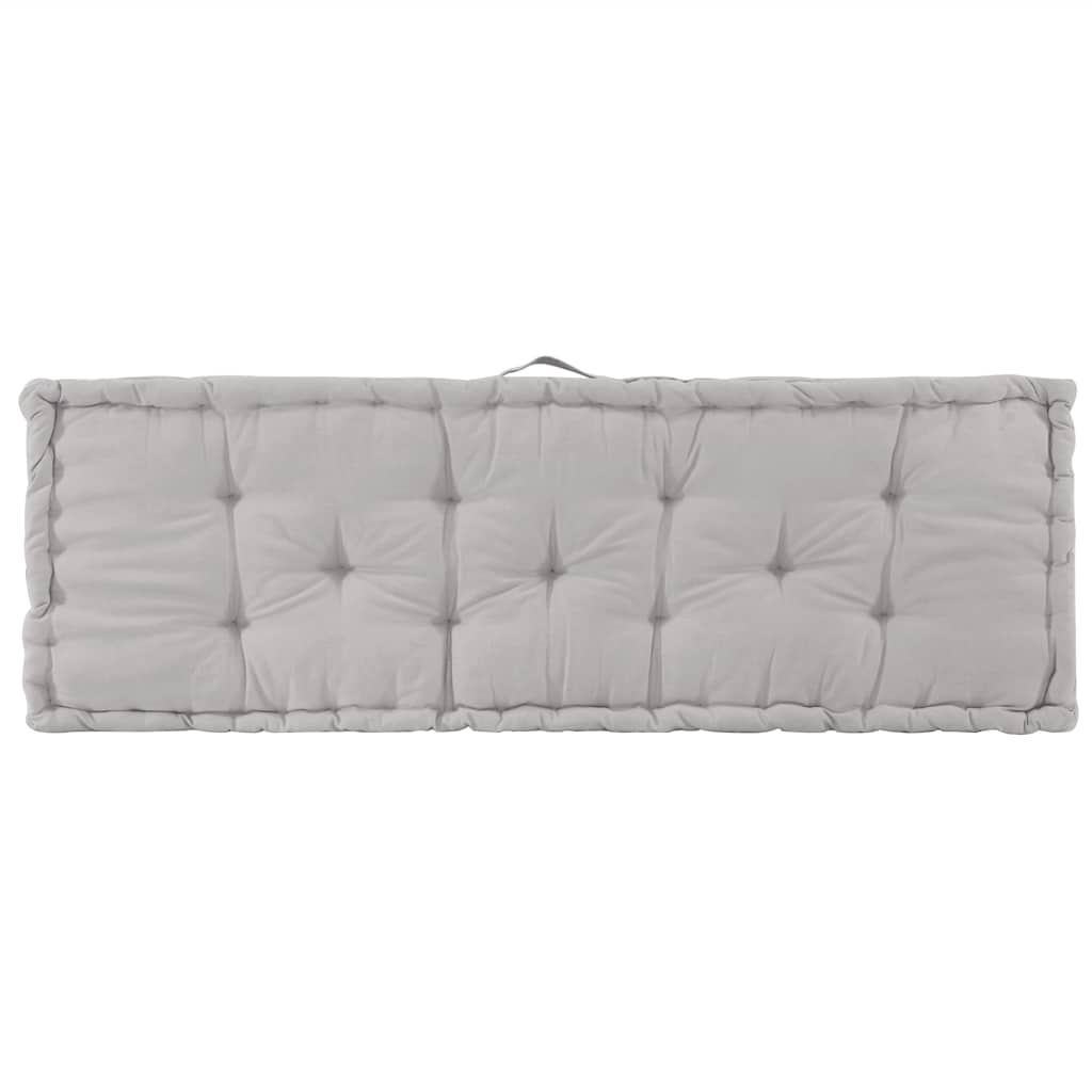 Cuscino per Pallet e Pavimento in Cotone 120x40x7 cm Grigio