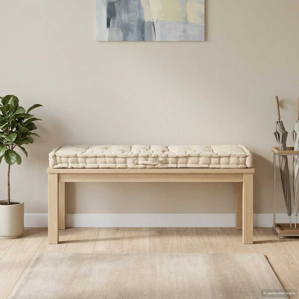 Cuscino per Pallet e Pavimento in Cotone 120x40x7 cm Beige