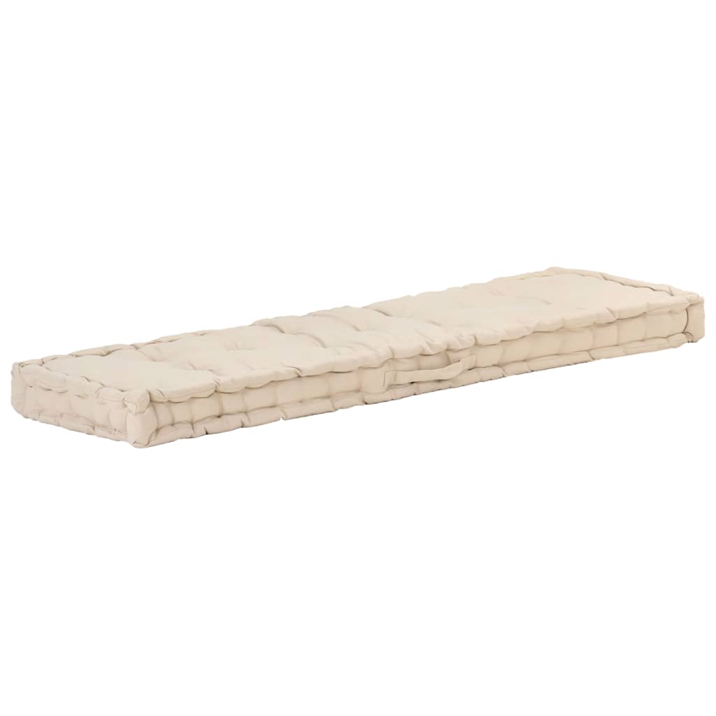 Cuscino per Pallet e Pavimento in Cotone 120x40x7 cm Beige