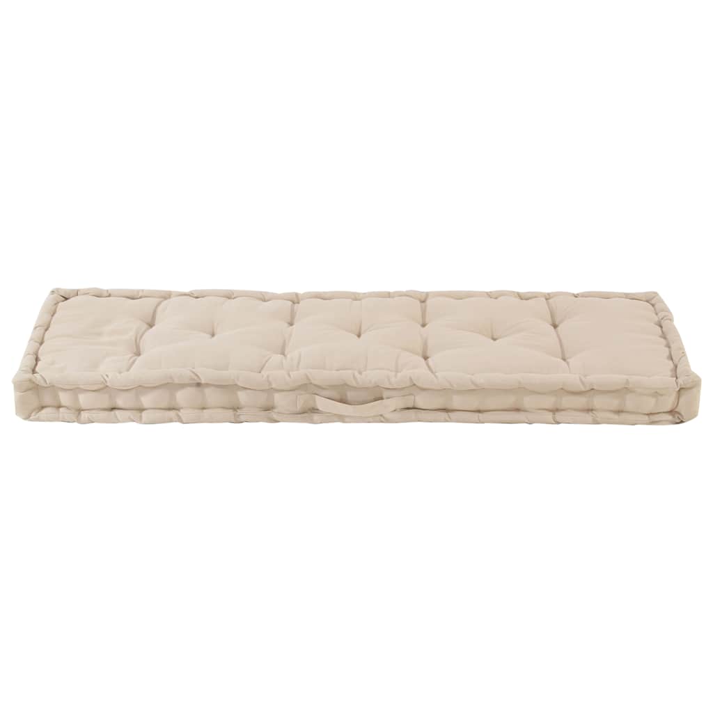 Cuscino per Pallet e Pavimento in Cotone 120x40x7 cm Beige