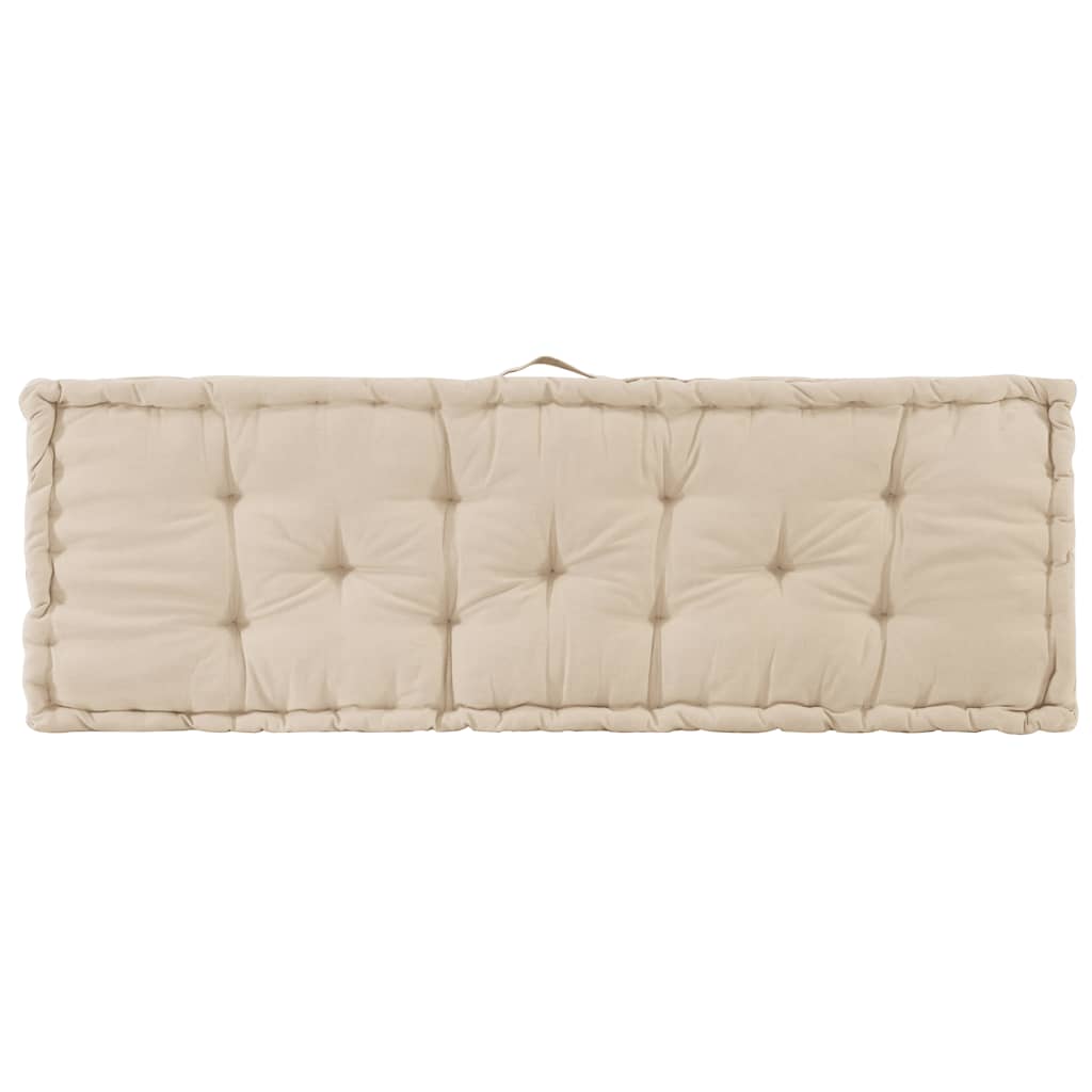 Cuscino per Pallet e Pavimento in Cotone 120x40x7 cm Beige