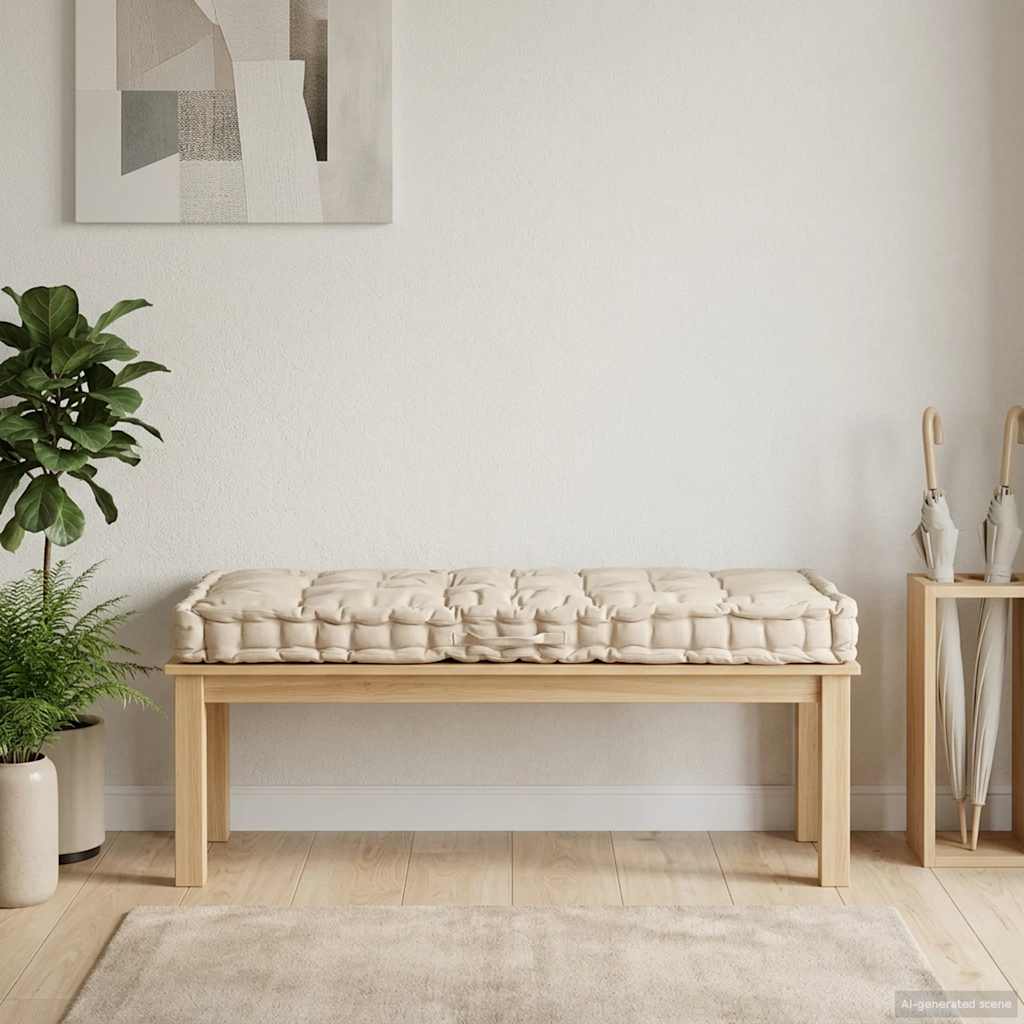 Cuscino per Pallet e Pavimento in Cotone 120x80x10 cm Beige