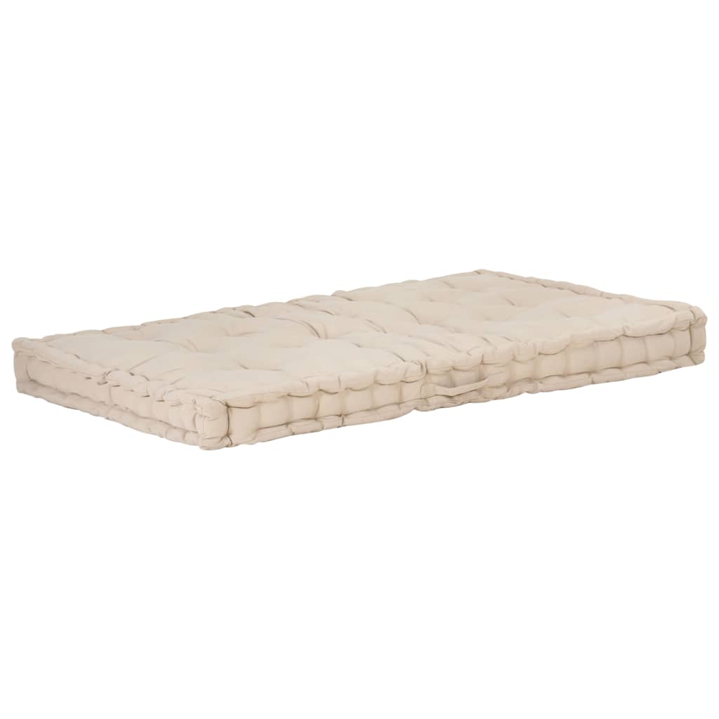 Cuscino per Pallet e Pavimento in Cotone 120x80x10 cm Beige
