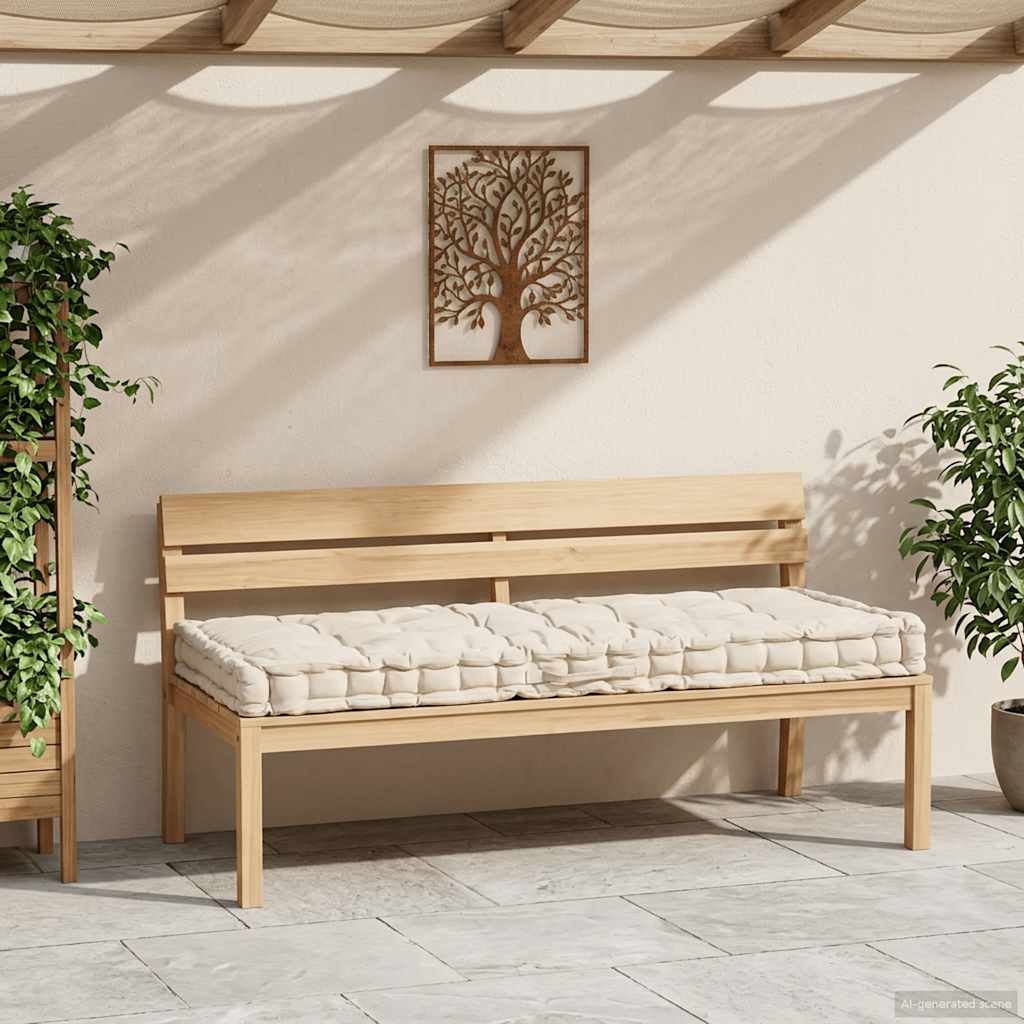 Cuscino per Pallet e Pavimento in Cotone 120x80x10 cm Beige
