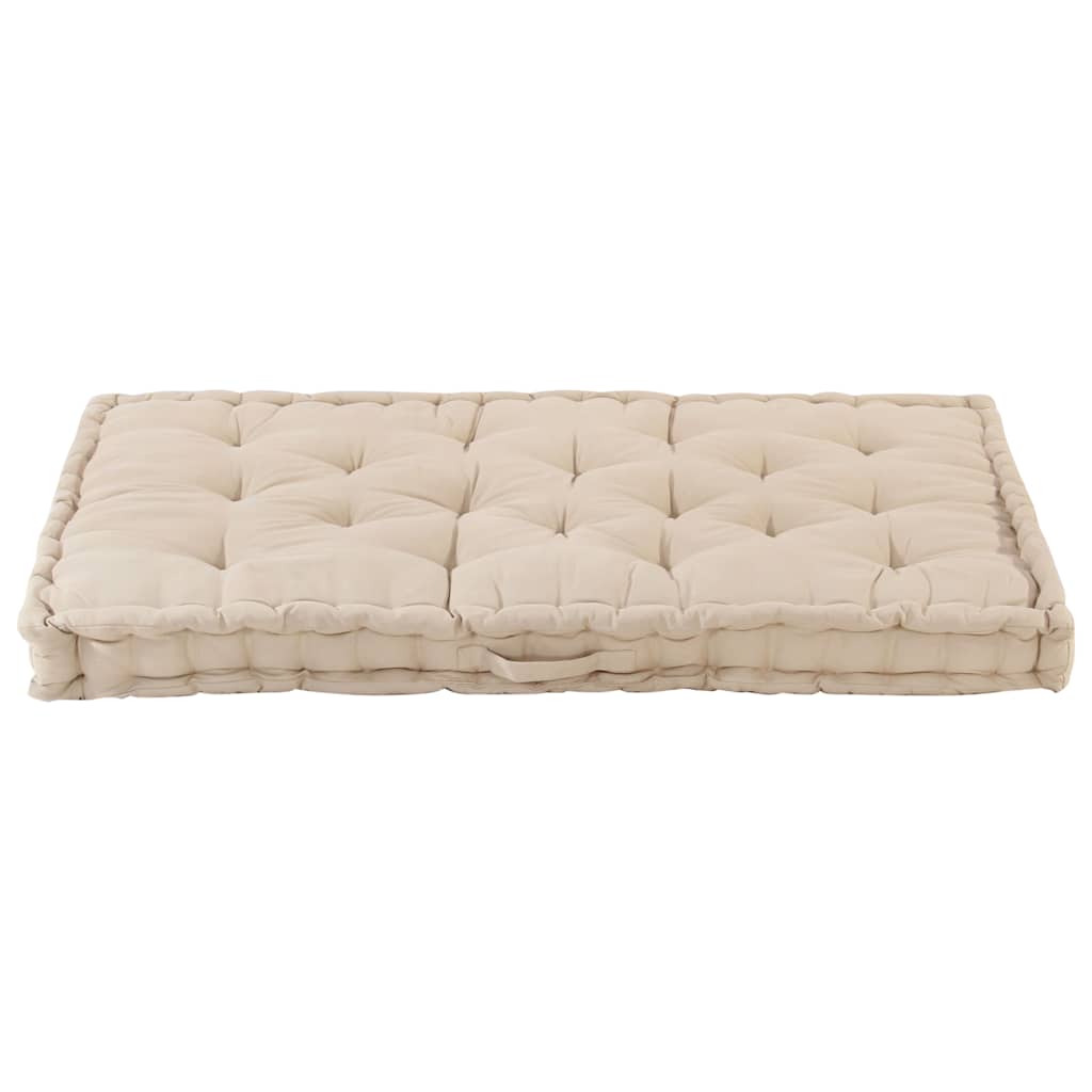 Cuscino per Pallet e Pavimento in Cotone 120x80x10 cm Beige