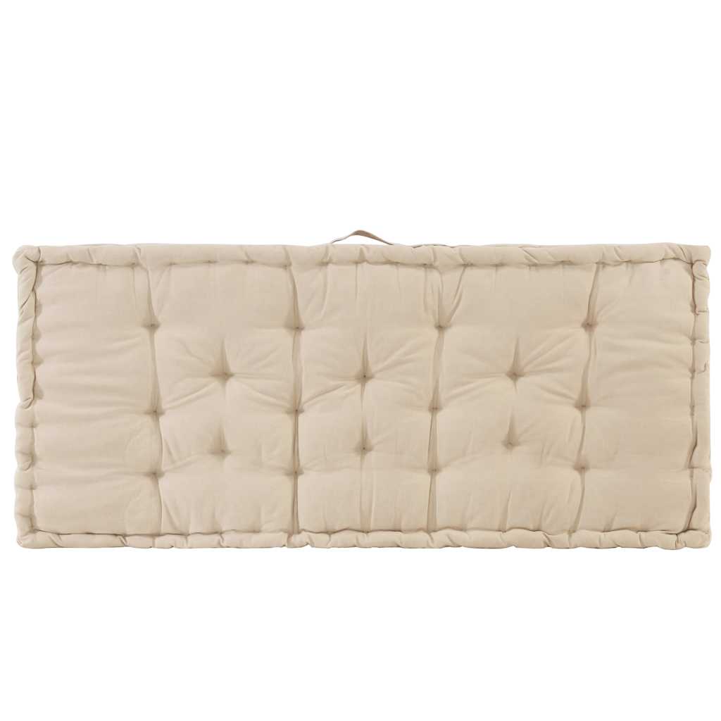 Cuscino per Pallet e Pavimento in Cotone 120x80x10 cm Beige