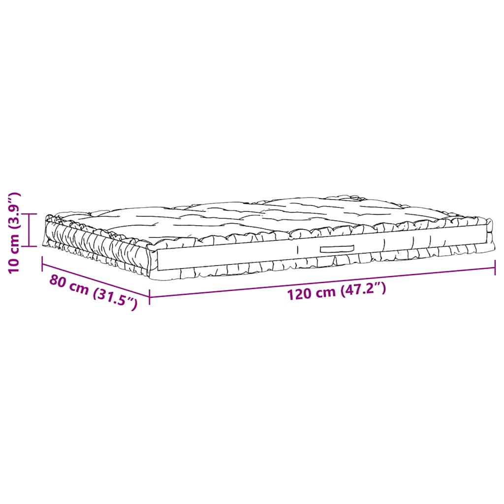 Cuscino per Pallet e Pavimento in Cotone 120x80x10 cm Talpa
