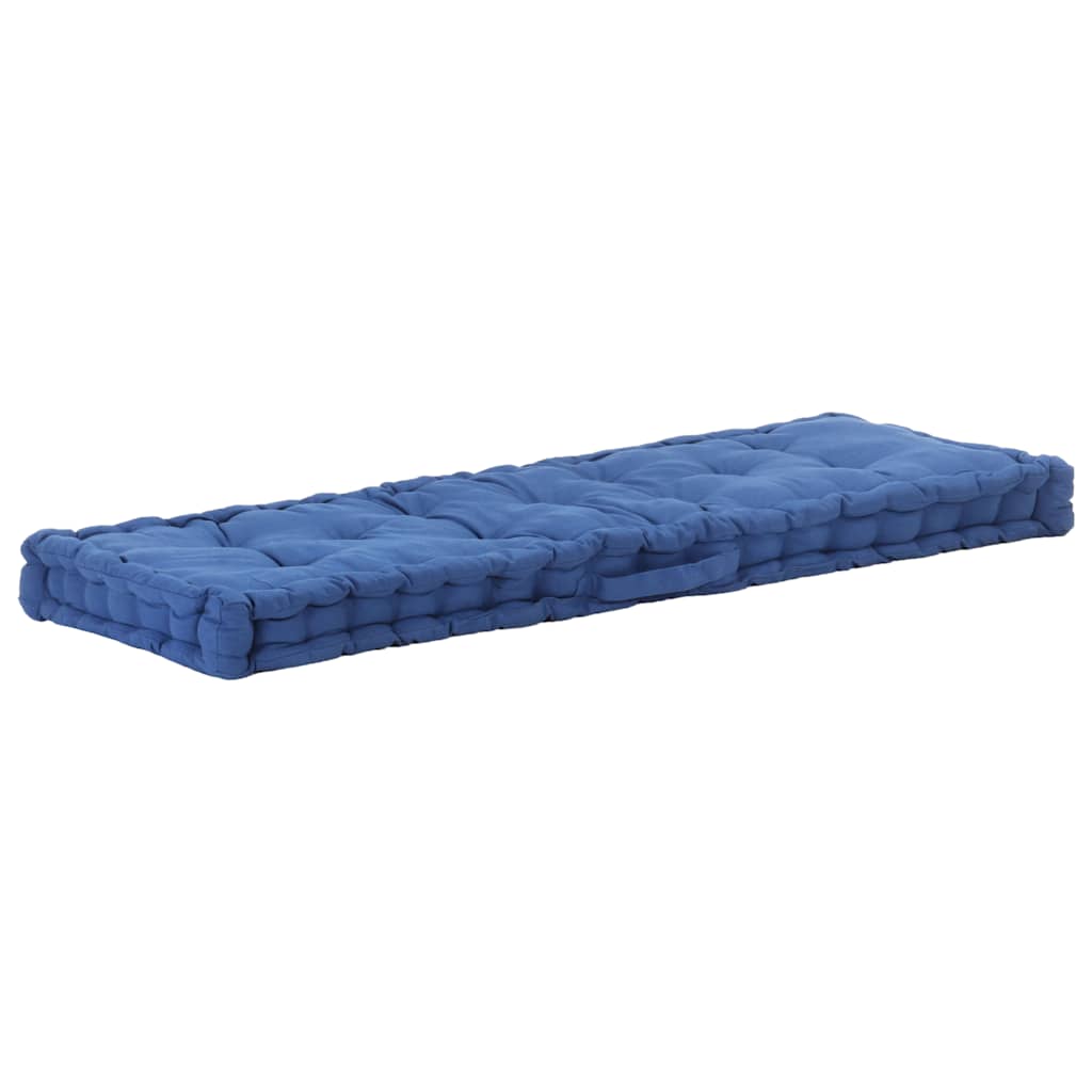 Cuscino per Pallet e Pavimento in Cotone 120x40x7 cm Blu Chiaro
