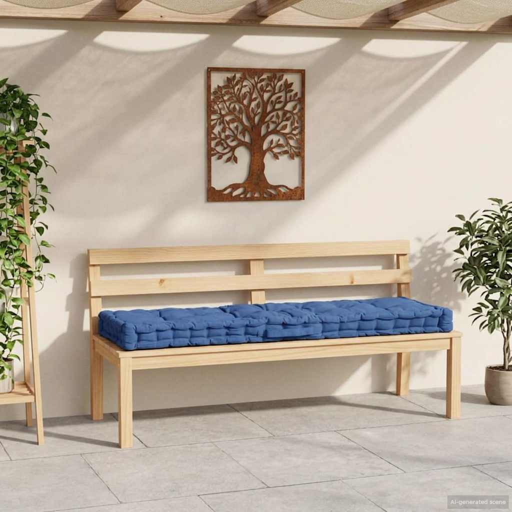 Cuscino per Pallet e Pavimento in Cotone 120x40x7 cm Blu Chiaro