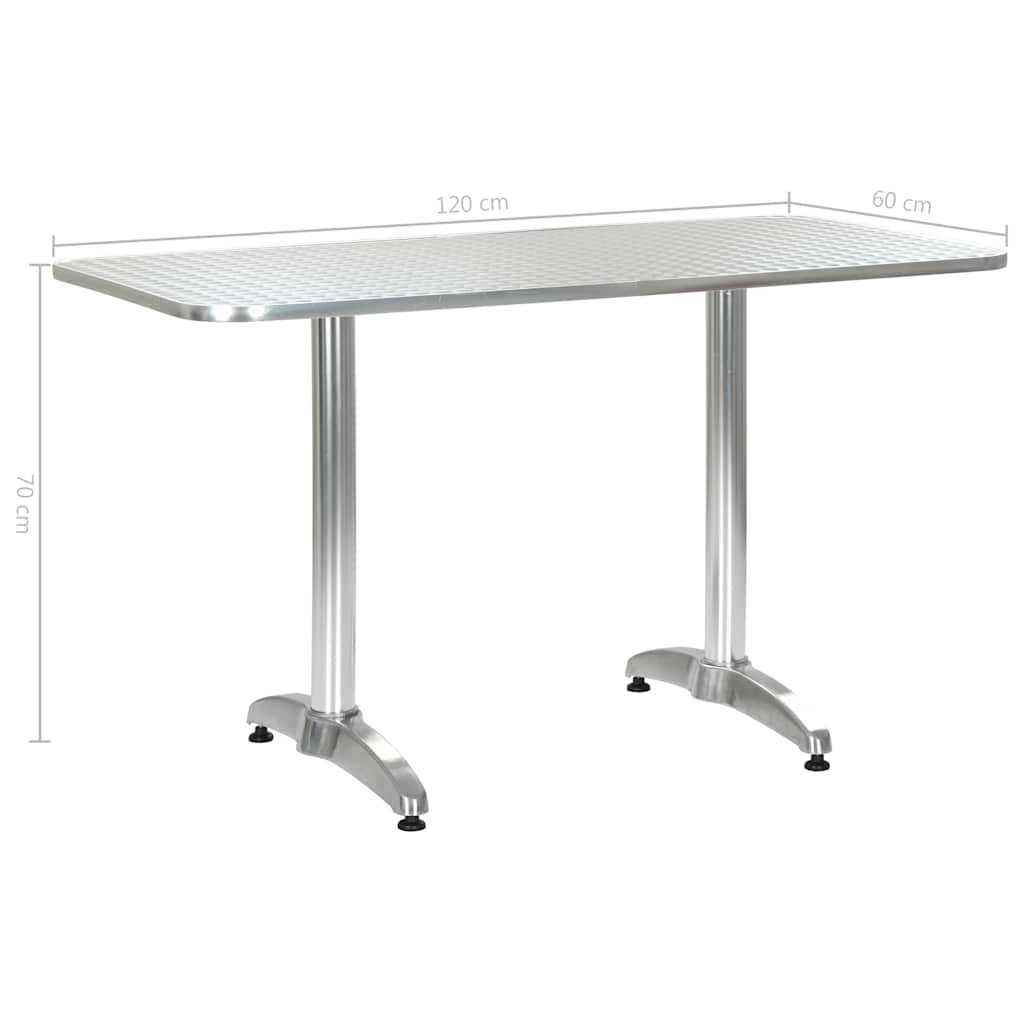 Tavolo da Giardino Argento 120x60x70 cm in Alluminio